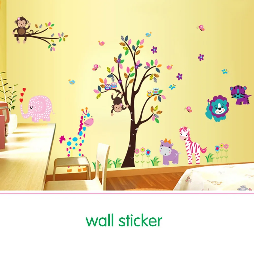 Kaufen Kostenloser versand Hot Verkauf DF5099 PVC Abnehmbare Kinder Zimmer Tier Affe   Bäume Wand aufkleber Für Kinder Schlafzimmer Kunst wand Decora