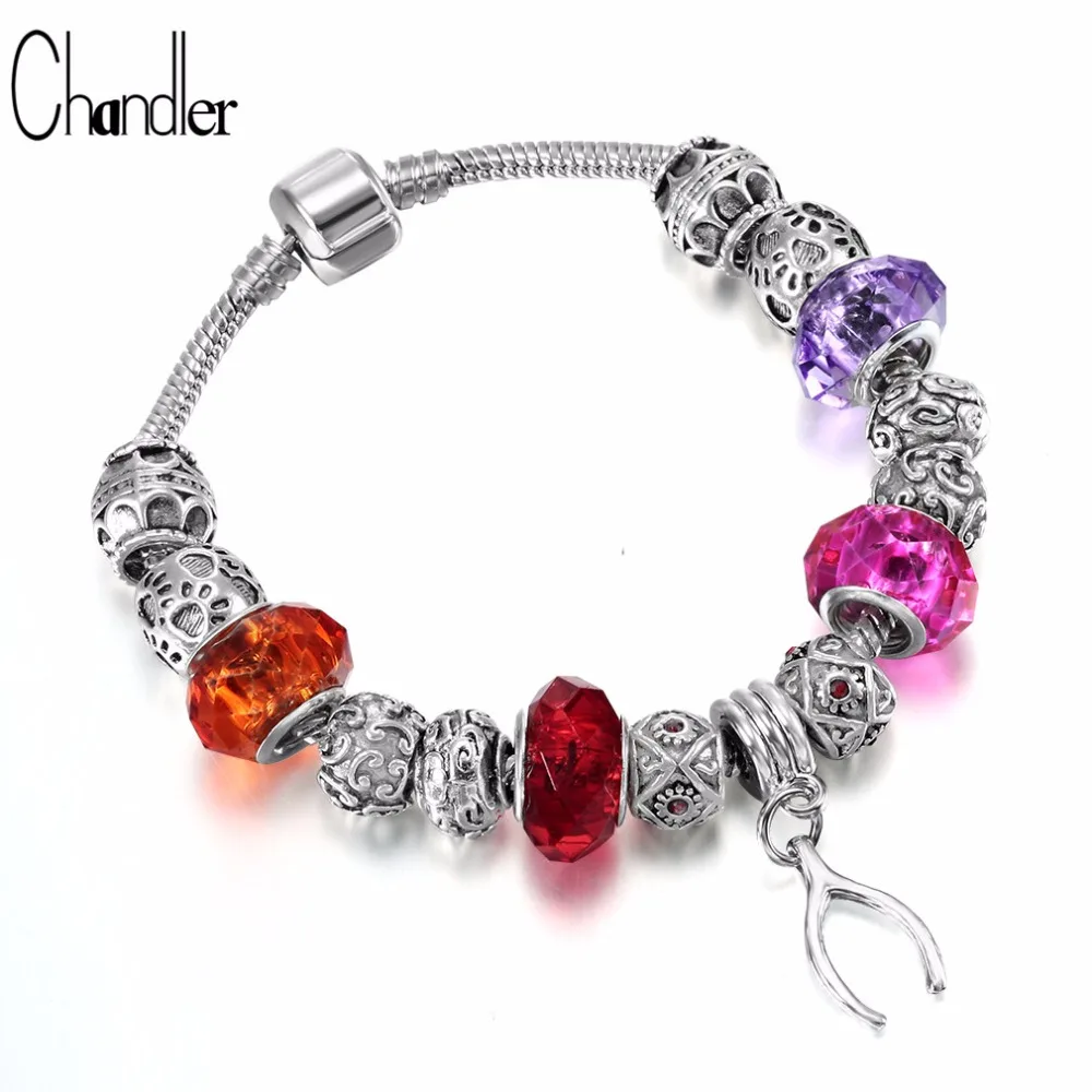 Chandler Wish Bone очаровательный браслет для женщин Разноцветные Хрустальные