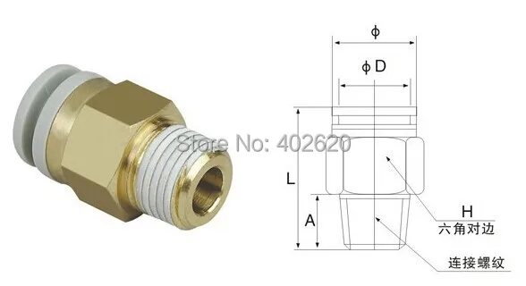 

free shipping SMC Type KQ2H04-02S 4mm Tube OD(outer diameter) 1/4'' inch thread Pneumatic One Touch Fitting