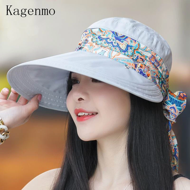 Kagenmo جديد ماركة المرأة القبعة أحد قبعة الصيف للطي واقية anti كبيرة شاطئ كاب الصيف قبعة الأزياء الشمس