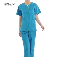 Для Женщин больницы Спецодежда медицинская скраб одежда комплект Спецодежда медицинская кормящих скрабы единый набор лаборатория больницы Для женщин Для мужчин форма Топ и Брюки для девочек