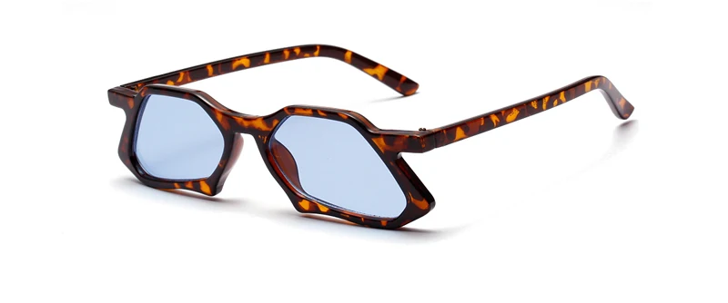 Peekaboo, Ретро стиль, полигон, солнцезащитные очки для мужчин, прозрачные линзы, синий, розовый,, неправильные, трендовые, солнцезащитные очки для женщин, uv 400, леопард - Цвет линз: leopard with blue