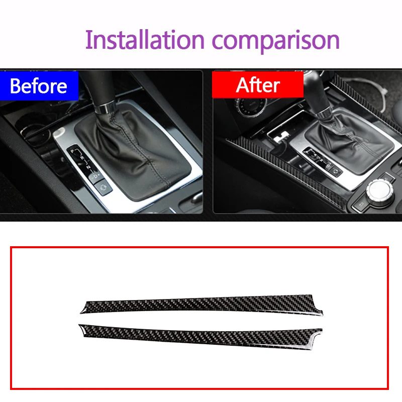 

2pcs Real Carbon Fiber Gear Shift Side Decoration Stickers For Mercedes Benz C Class W204 C180 C200 C260 2007-13 Car Accessories