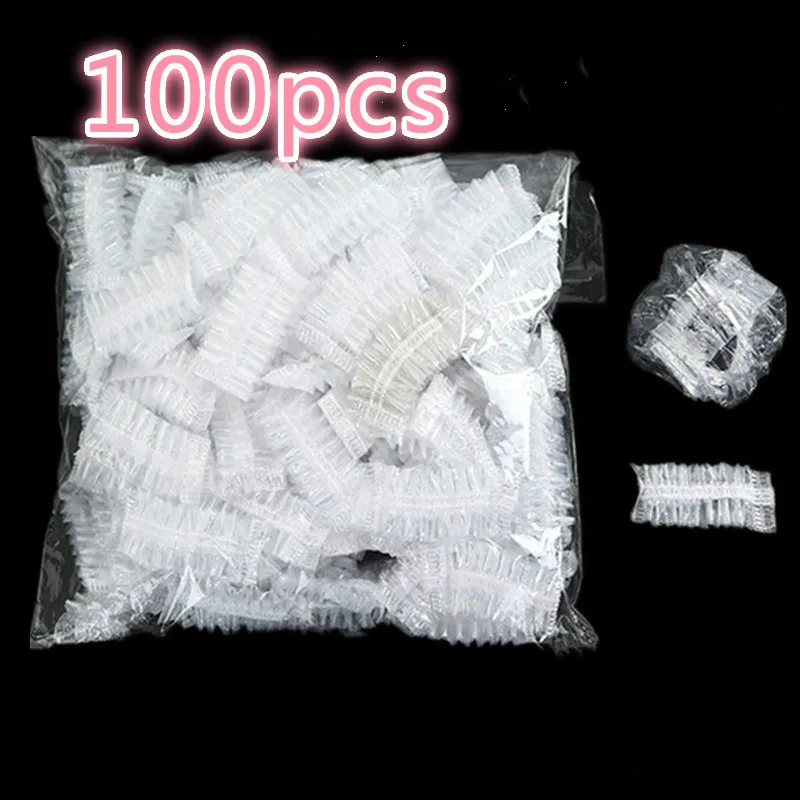 

100pcs Disposable Plastic Waterproof Ear Protector Cover Caps Salon Hairdressing Dye Shield Protection Shower Cap Tool