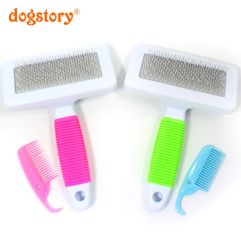1Pieces/Dogstory New Style Rubber Soft Handle Pet Comb Stainless Steel