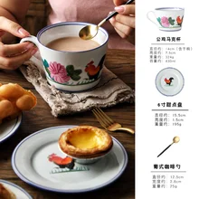 Керамическая кружка офисные кружки кофейная кружка кофейная стеклянная чашка большой красный петух узор питьевое молоко чайная ложка десертная тарелка