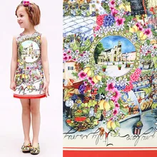 80X145 см расположен дворцовый сад Цветы полиэстер парча жаккардовая ткань для женщин девушка на осень трапециевидной формы платье на бретелях DIY