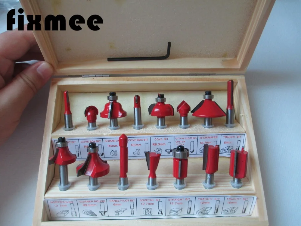  15Pcs/Set Milling Cutter Machine Tools Set Router Bit for Wood Cutters Carbide Shank Mill Milling W