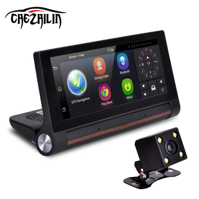 imágenes para Chezhilin 27 Cámara Del Coche DVR GPS 6.86 "Android 3G FHD dash cam Video Auto registrator con dos cámaras 1080 p cuadro negro imágenes para Chezhilin 27 Cámara Del Coche DVR GPS 6.86 "Android 3G FHD dash cam Video Auto registrator con dos cámaras 1080 p cuadro negro