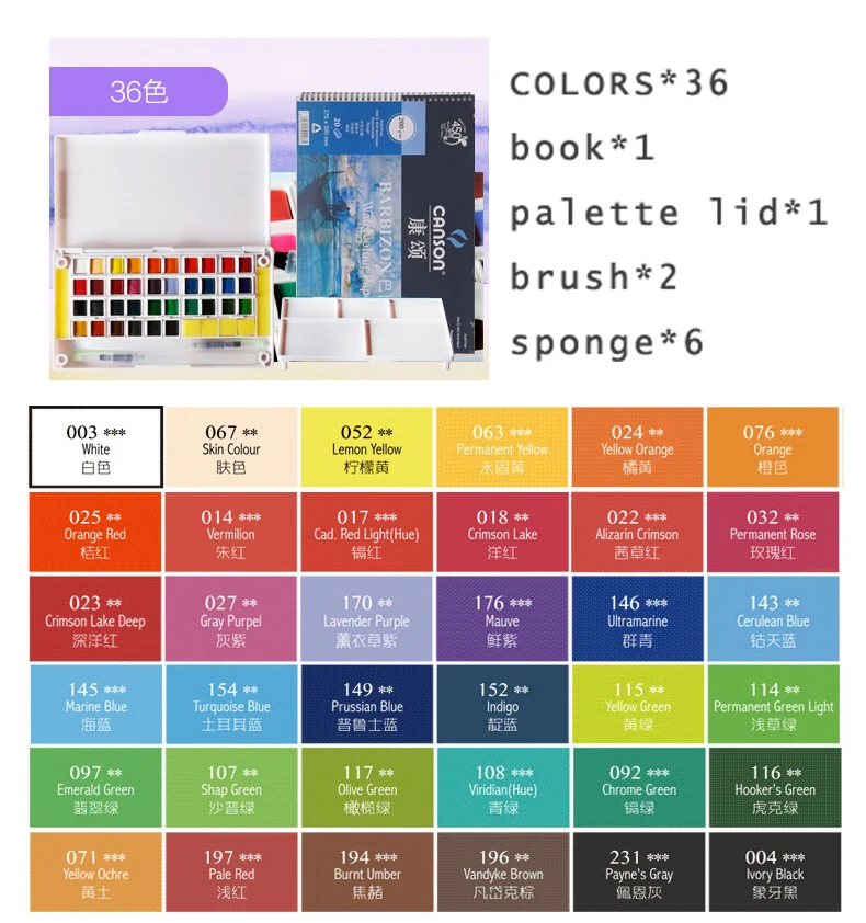 Твердые краска на водной основе 12/24/36/40 Цвета комплекты водонепроницаемого материала; Водонепроницаемая Цвет+ губка+ кисточек для рисования+ воды Цвет Бумага+ палитра - Цвет: 36colors