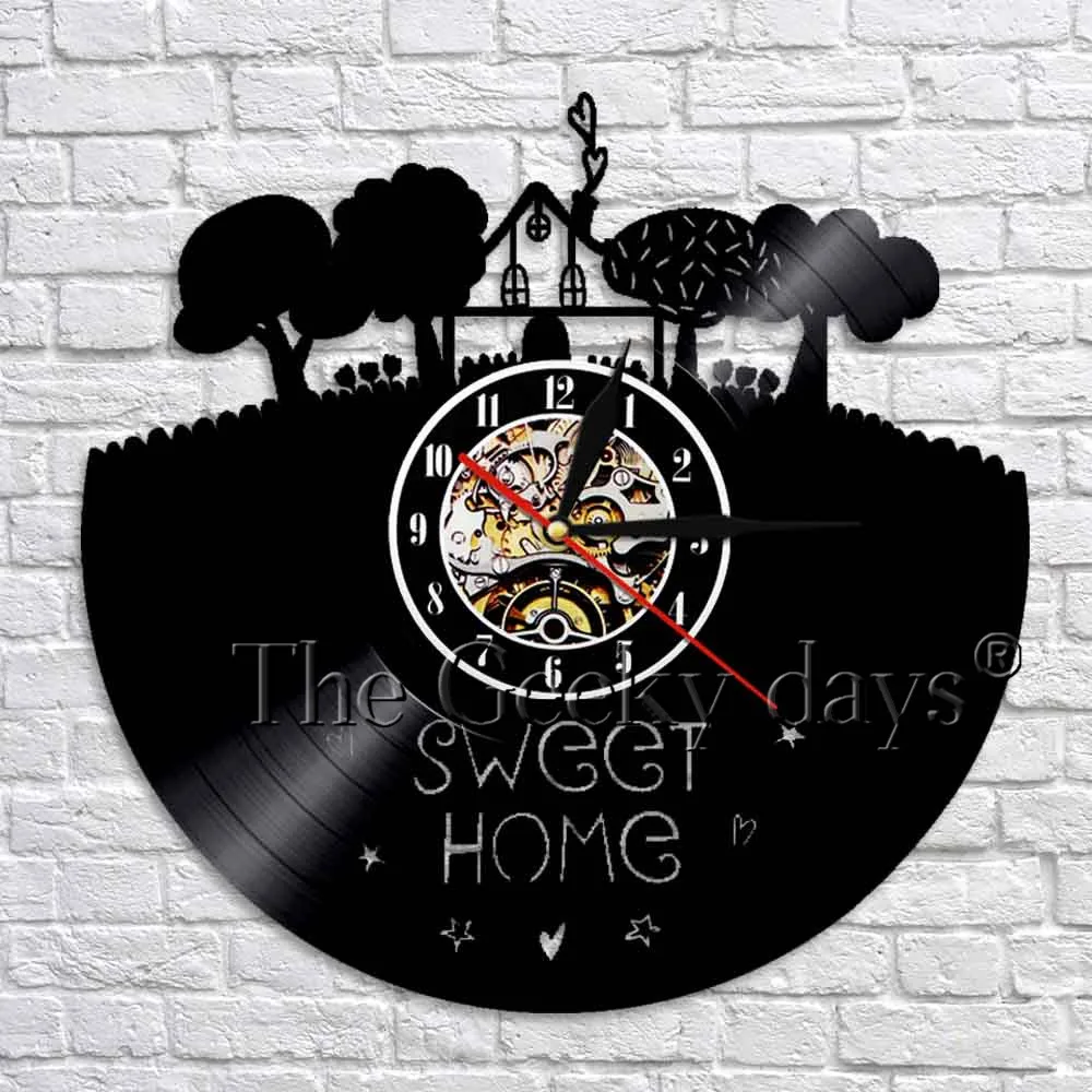 1Piece Sweet Home Vinyl Wall Clock Handmade Wall Watch Living Room Nursery Wall Decor House Clock Unique Hoursewarming Gift Idea 1Piece Sweet Home Vinyl Wall Clock Handmade Wall Watch Living Room Nursery Wall Decor House Clock Unique Hoursewarming Gift Idea