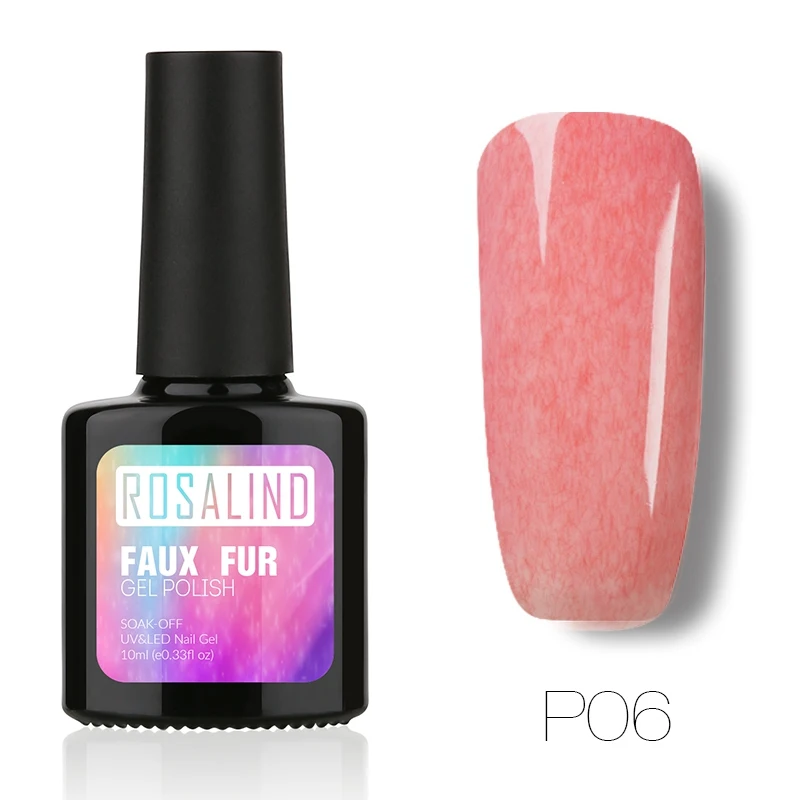 

ROSALIND P+Black Bottle 10ML Faux Fur Effect P01-12 Gel Nail Polish Nail Art Nail Gel Polish UV LED 3D Semi-permanent Gel