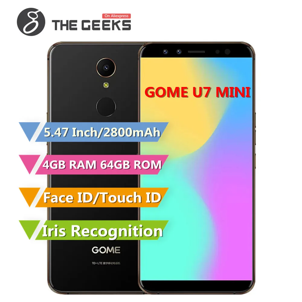 GOME U7 MINI 4GB RAM 64GB ROM Helio X20 MTK6797M 2.0GHz Deca Core 5.47 Inch Incell Full Screen Android 7.1 4G LTE Smartphone