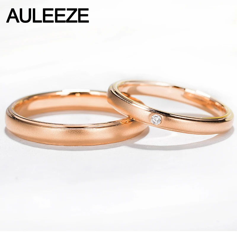 US $692.00 AULEEZE Classic Frosted Effects 18K Yellow Gold Ring For Couple Real Diamond Wedding Engagement Rings For Women and Men Jewelry