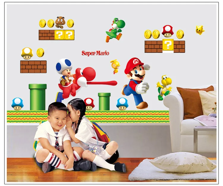 

Super Mario Bros New Run Huge Wall Stickers Vinyl Removable Mural Home Decor Decal