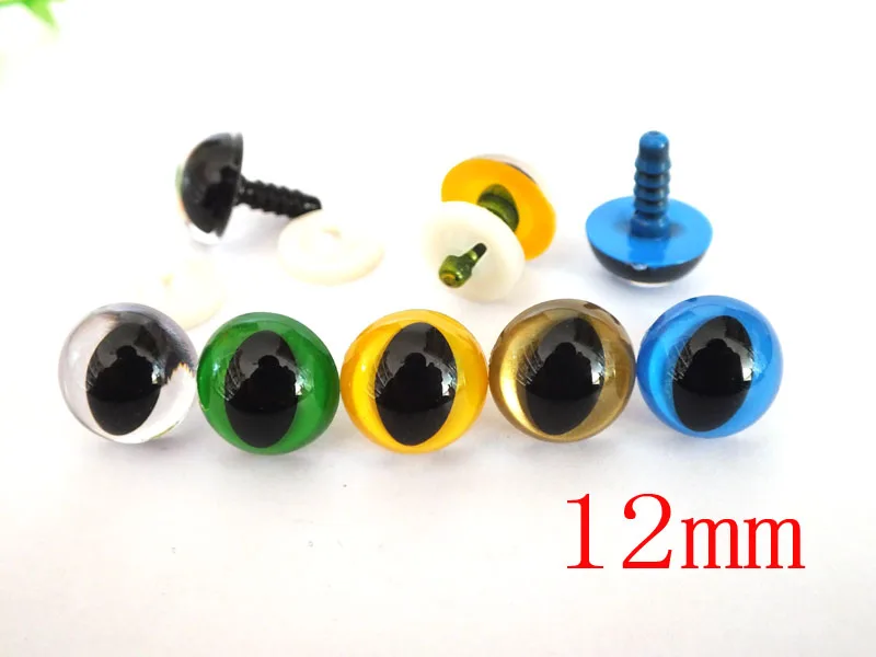 50pcs 12mm plastic safety toy cat eyes for plush doll accessories--color option 5