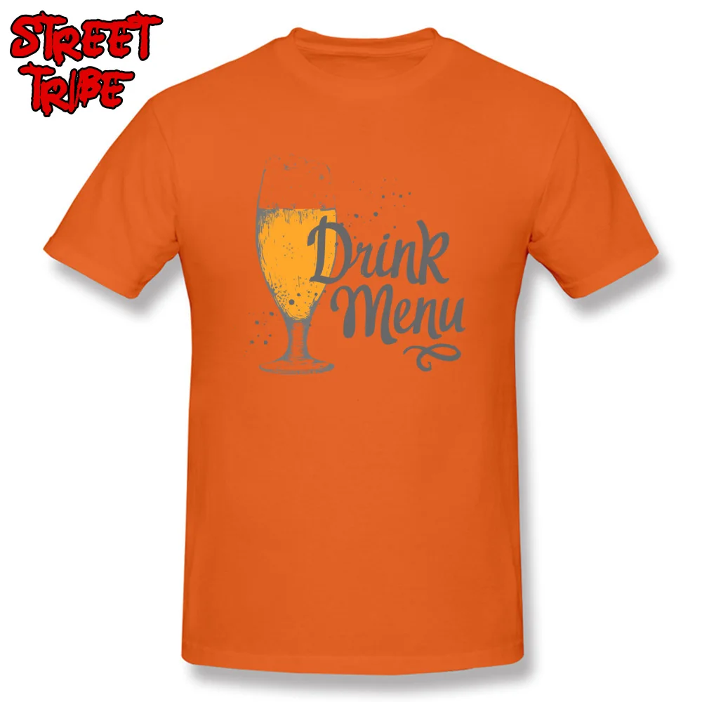 glass of beer Cotton Tops Tees for Men Design T-Shirt Street Company Round Collar Tops Shirt Short Sleeve Drop Shipping glass of beer orange