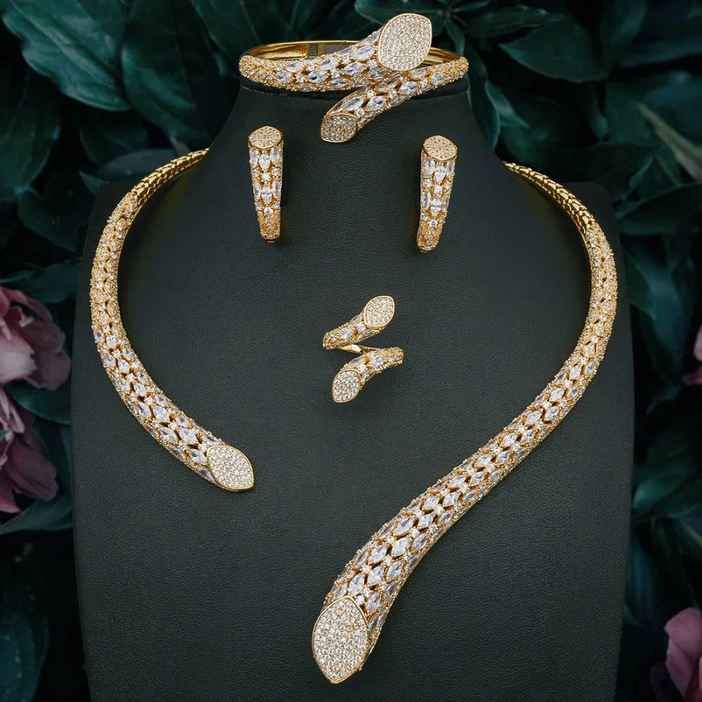 Супер AAA кубический цирконий медь роскошный бренд ожерелье серьга-браслет кольцо Модный комплект женское платье обручальный Венчальный свадебный