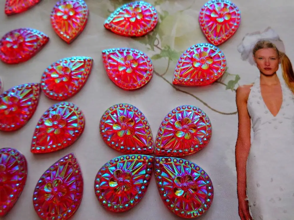 Блестящие красные цветные стразы AB с инкрустированной поверхностью 13*18 мм в