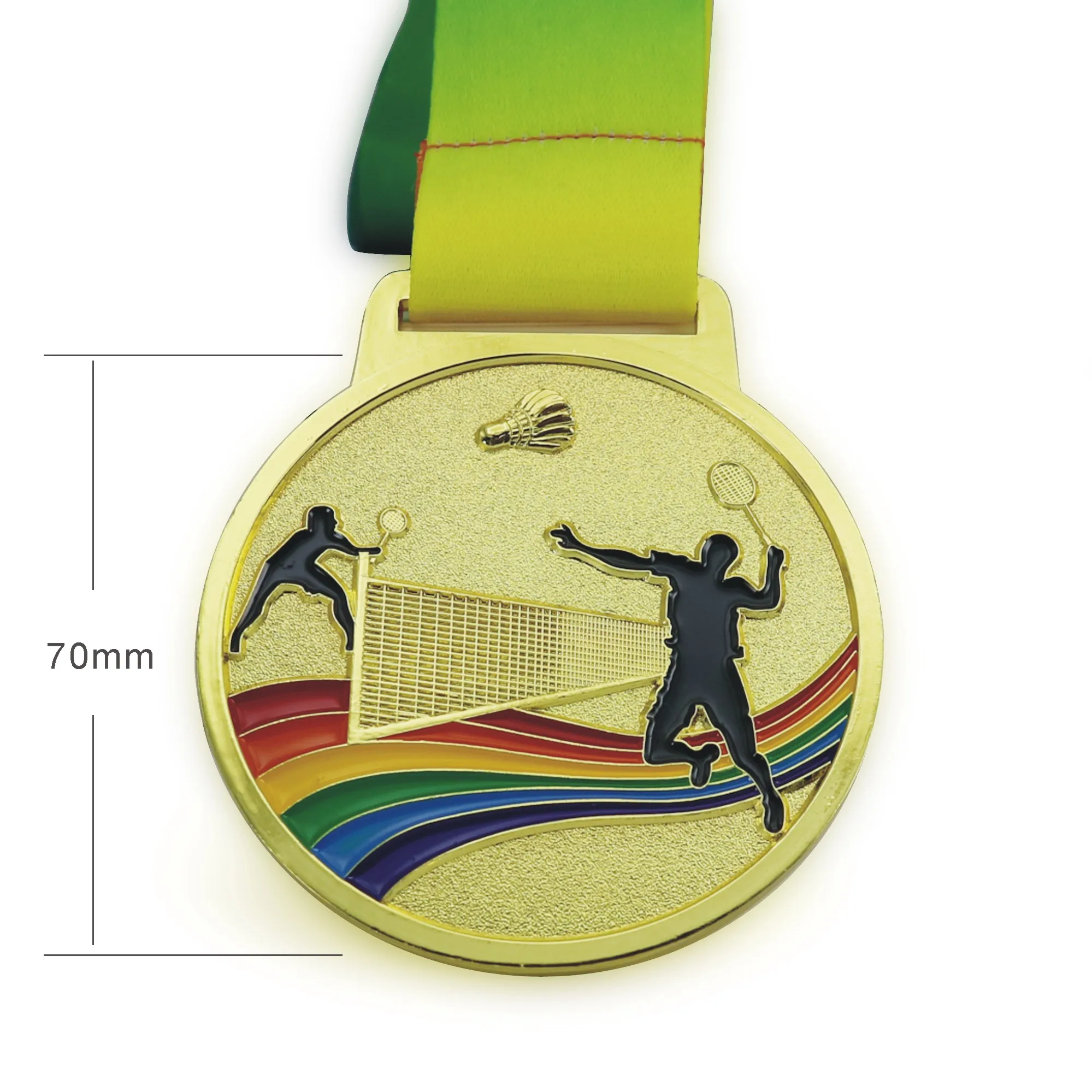 1PCS Badminton Medals Size 70MM Gold Color with Ribbon Soft Enamel Shuttlecock Medal | Дом и сад