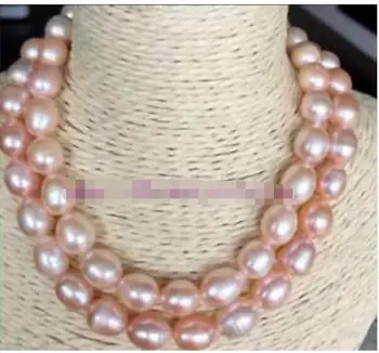 

Hot double strands 9-10mm lavender baroque pearl necklace17"-19"
