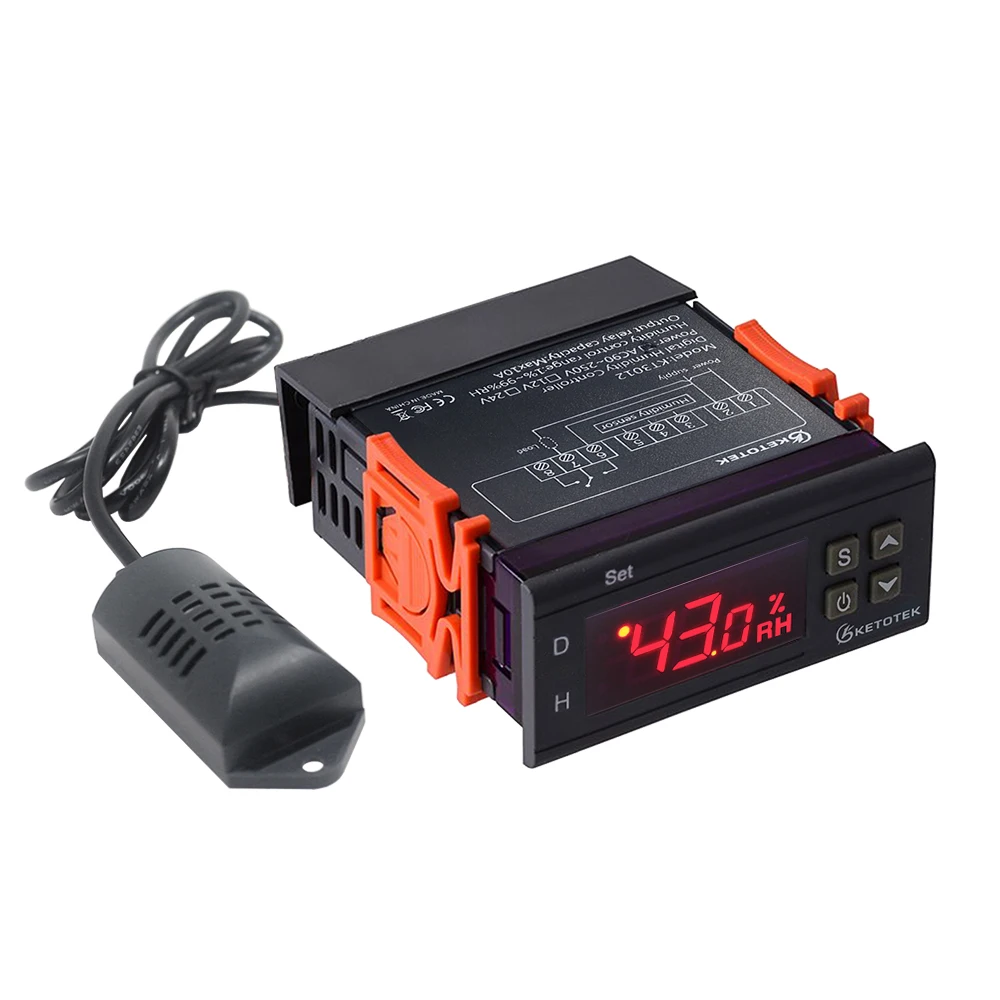 Tanie Ketotek 110V 220V Mini cyfrowy regulator wilgotności powietrza sterownik cyfrowy czujnik miernika higrometr higrostat stacja meteo