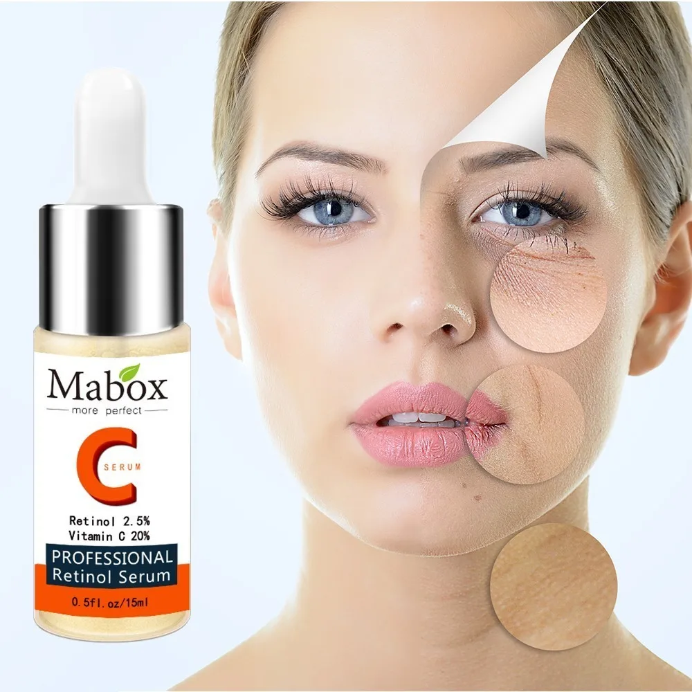 MABOX ретинол 2.5% Витамин С Сыворотка для лица с гиалуроновой кислотой отбеливающая лифтинг сыворотка для лица Уход за кожей с сывороткой - Вес нетто: 15ML VC