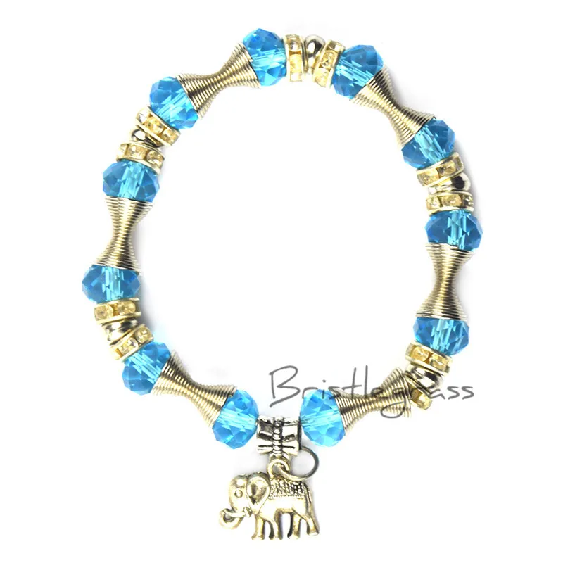 

BRISTLEGRASS Turkey Turkish Evil Eye Elephant Glass Beaded Strand Bracelet Amulets Lucky Charm Blessing Protection for Men Women