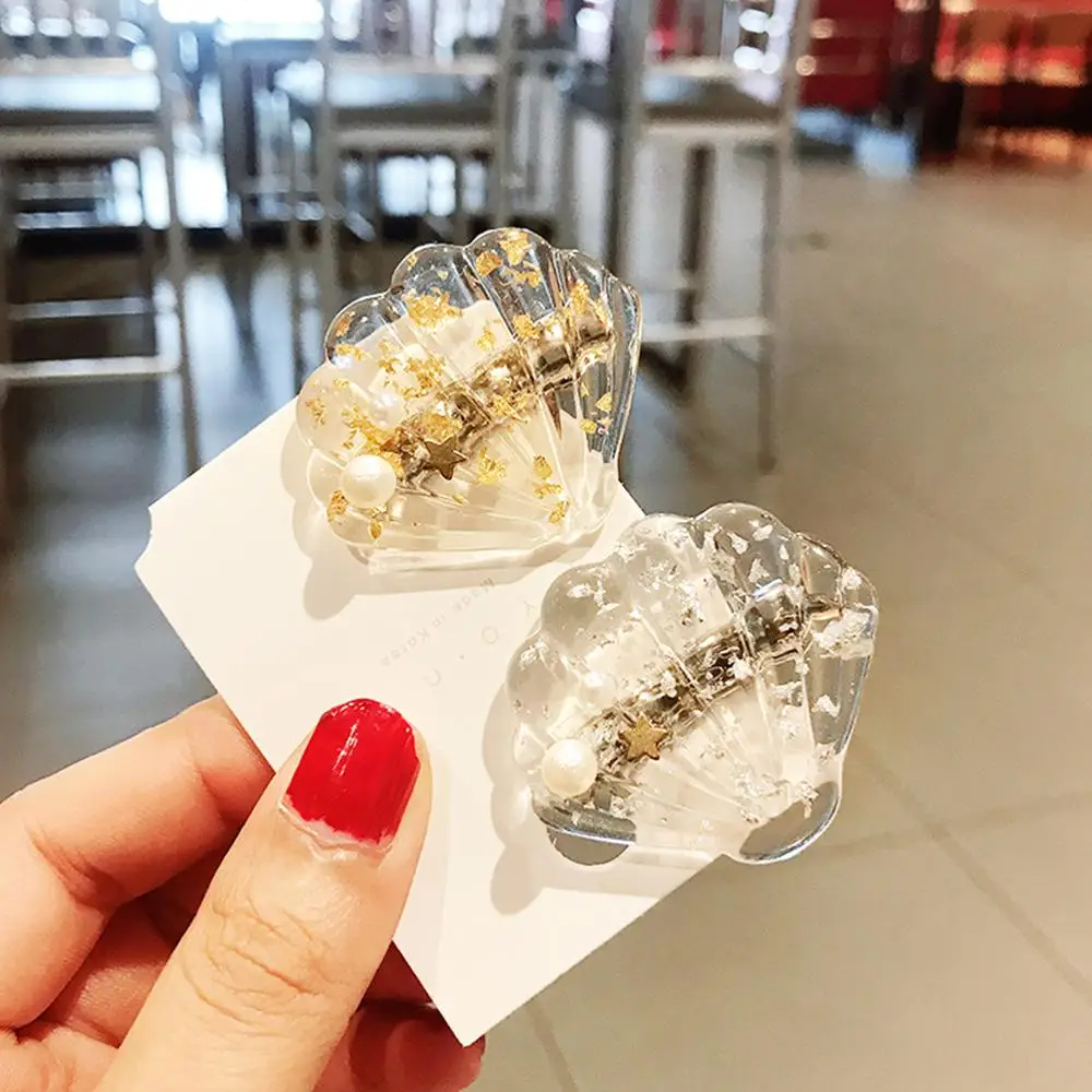 

INS Fashion Acrylic Shell Hair Clips for Women Imitation Pearls Hairpins Girls Metal Shell Barrettes ozdoby do wlosow