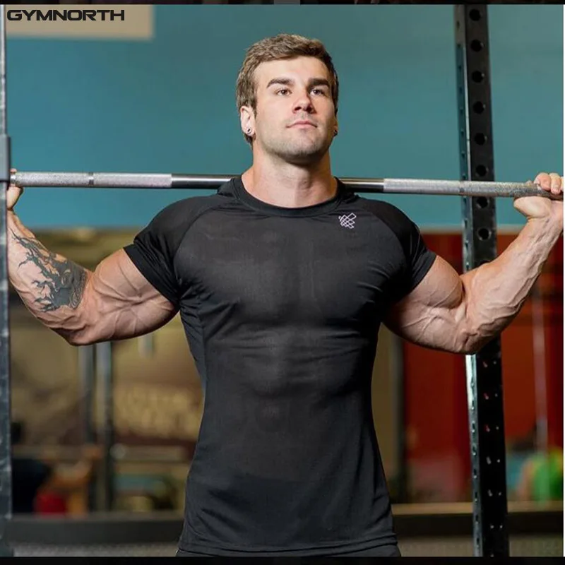 

GYMNORTH T Shirt Men 2018 Compression Shirt Mesh Cloth Brand Clothing Tshirt Homme Men's Fitness T-shirt TX03