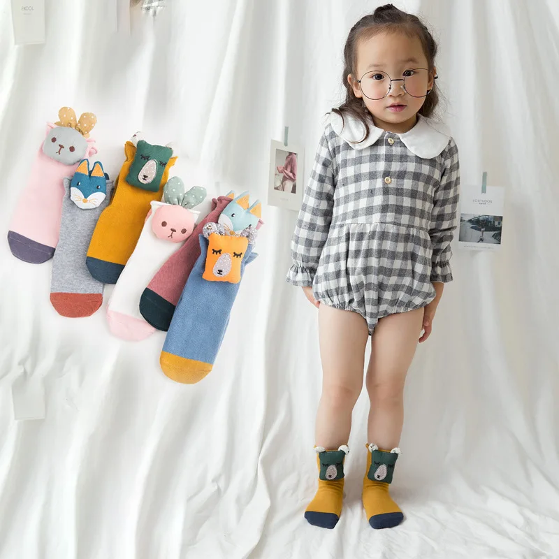 SLKMSWMDJ весной и осенью мультфильм Детские носки нескользящие носки-тапочки хлопок милые кукла новорожденного ребенока носки для От 0 до 4 лет