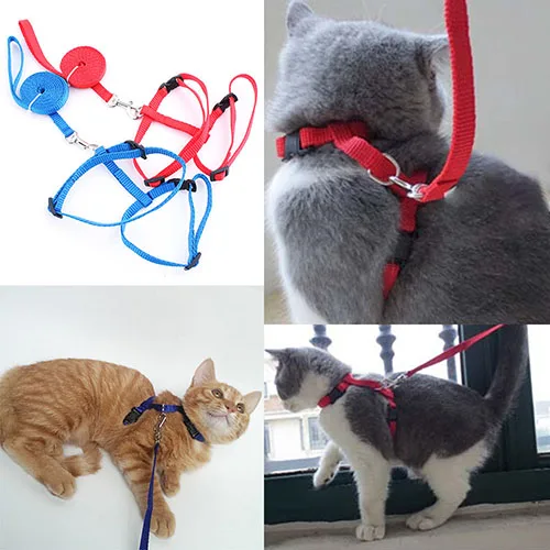 

Adjustable Nylon Cat Puppy Pet Harness Collar Lead Leash Traction Safety Rope