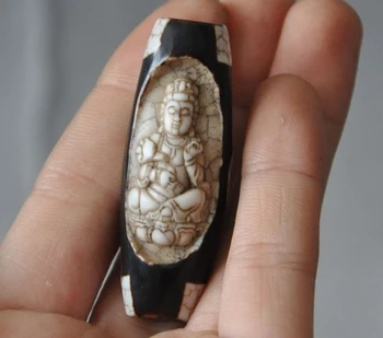 

Collect Tibet Natural Old Agate Dzi Pray Bead Kwan-yin amulet Pendant Antiques