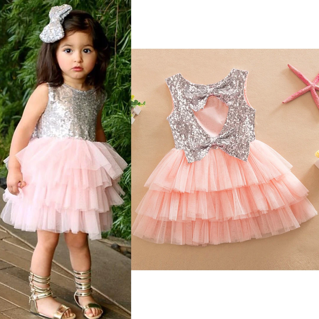 Sequin Girls Princess Dresses Summer Girls Dress Children