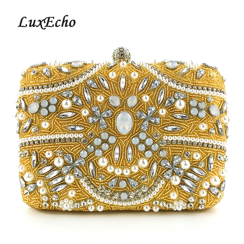 

Golden Beading Evening Bags Women Day Clutches Fashion Bags Wedding Purse Diamonds Party shoulder bags Dinner purse