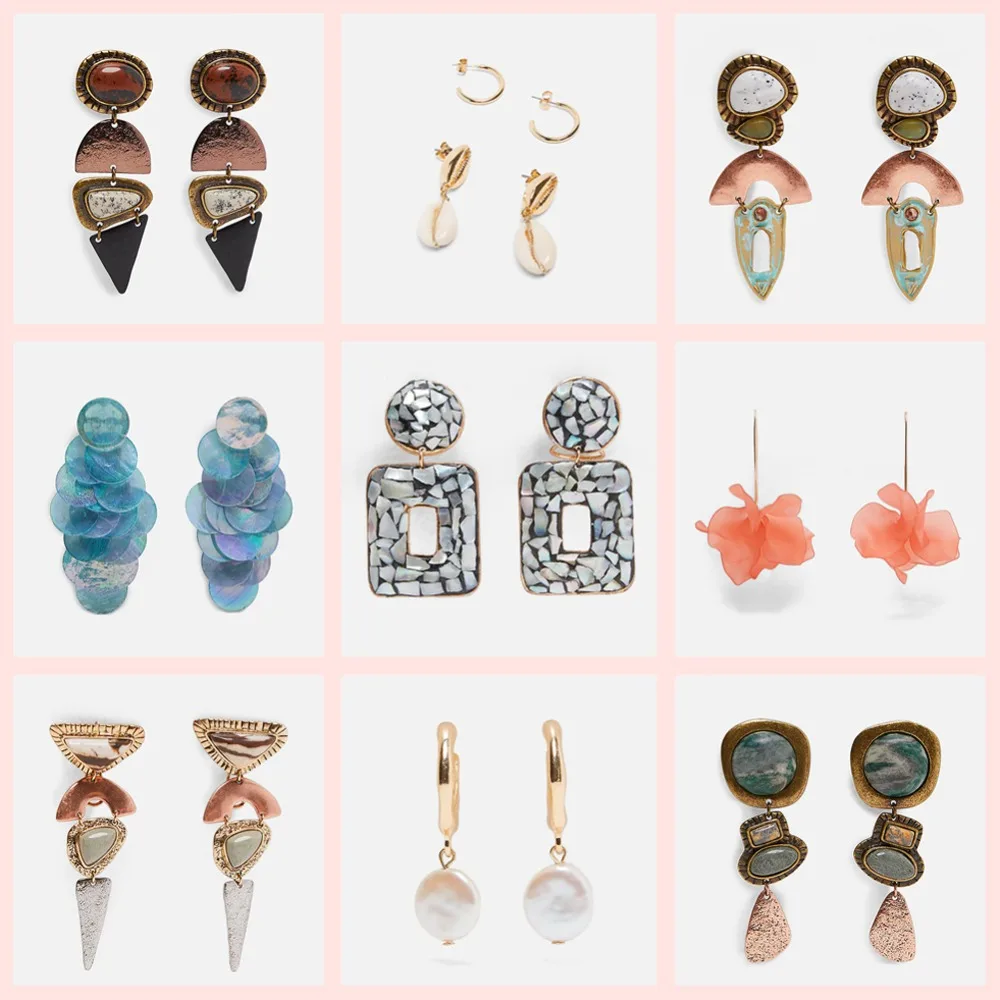 

Girlgo 2019 za earrings Flower Drop Dangle Jewelry for women Trendy Colorful Hanging Pendant Earrings Wedding Party Girl Gifts