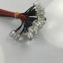 100 шт. Предварительно проводной 10 мм Светодиодные Лампы 18 см Встроенный Кабель ПОСТОЯННОГО ТОКА 12 В Белый Теплый Белый Оранжевый Красный Синий Зеленый Желтый RGB Flash