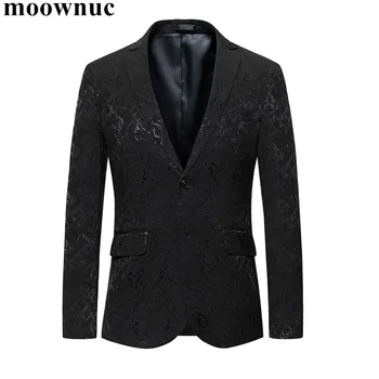 

moownuc New Men's Blazers for Men Floral Printed Blazers Homme Dress Slim Fit Costume Autumn Good Quality Oversized Coats M-6XL