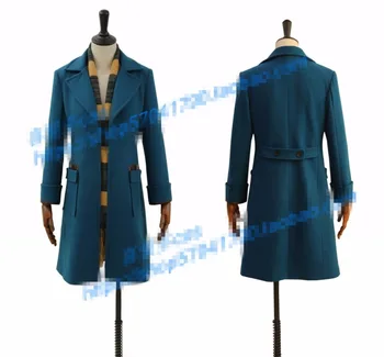 

Fantastic Beasts and Where to Find Them Newt Scamander Cosplay Costume Winter Woolen Warm Coat Customized Free shipping+Scarf A
