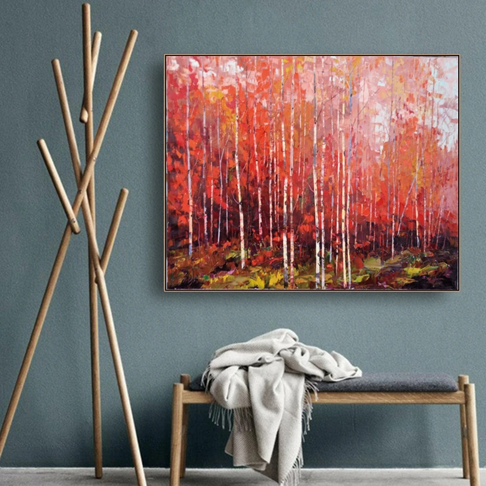 

Red Maple Oil Painting Abstract Canvas Painting Print Art Posters And Prints Modern Home Decoration Wall Picture For Living Room