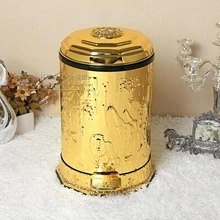 Европейская роскошная ножная педаль из нержавеющей стали goldpated контейнеры для мусора металлическая мусорная корзина мусорное ведро из нержавеющей корзины LJT011