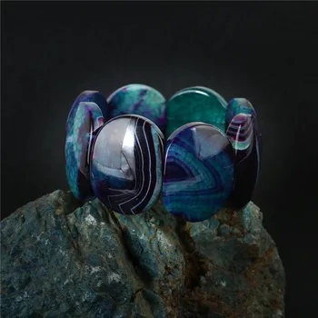 

K's Gadgets Women's Natural Stone Charm Bracelet Semi-Precious Stones Stripe Agates Bracelets For Women Chakra Healing Jewelry