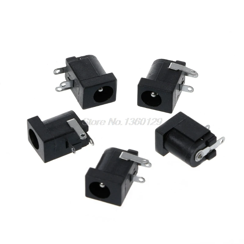 

5 Pcs DC-005 Black DC Power Jack Socket Connector 5.5x2.1mm Barrel-Type PCB Mount Oct23 Dropship