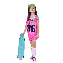 Новая детская хип-хоп одежда танцевальные костюмы для девочек современный джазовый танец пайетки светоотражающий жилет Детская сценическое платье для сцены