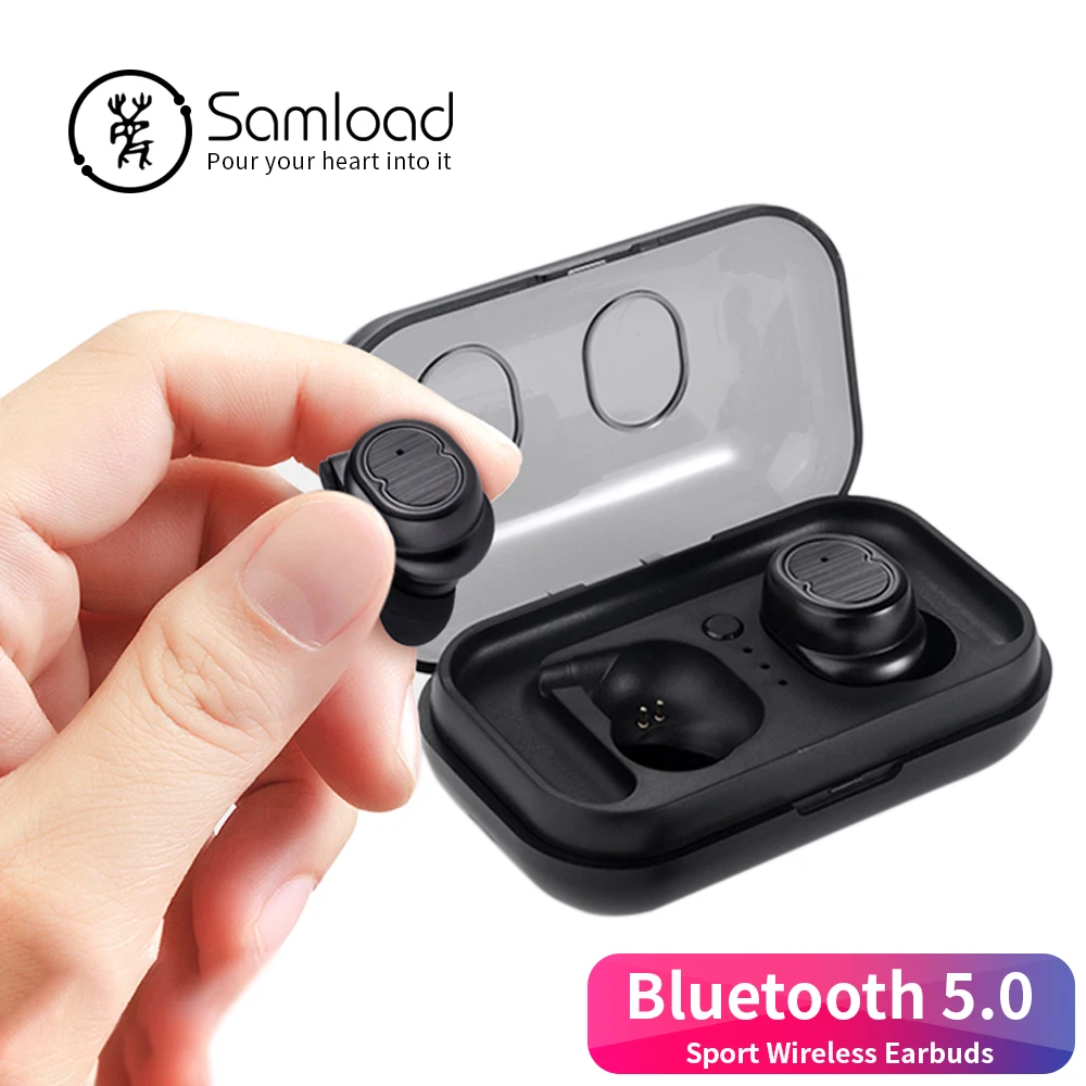 

Samload Stereo Bluetooth 5.0 Headphones Eabud In Ear Headset Jogging Workout Wireless Earphones IPX5 For iPhone5s 6 7 8 Xiaomi