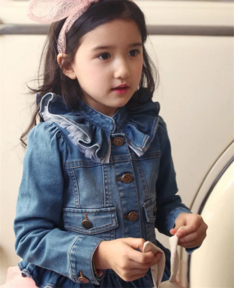 2-8 y children girls jackets lace ruffles denim jackets for girls clothes spring autumn coat fashion wash denim jacket girl (19)
