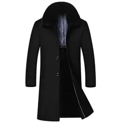 Новая зимняя мужская куртка высокого качества, деловая Повседневная теплая куртка, бархатное шерстяное пальто, длинное пальто, ветровка с