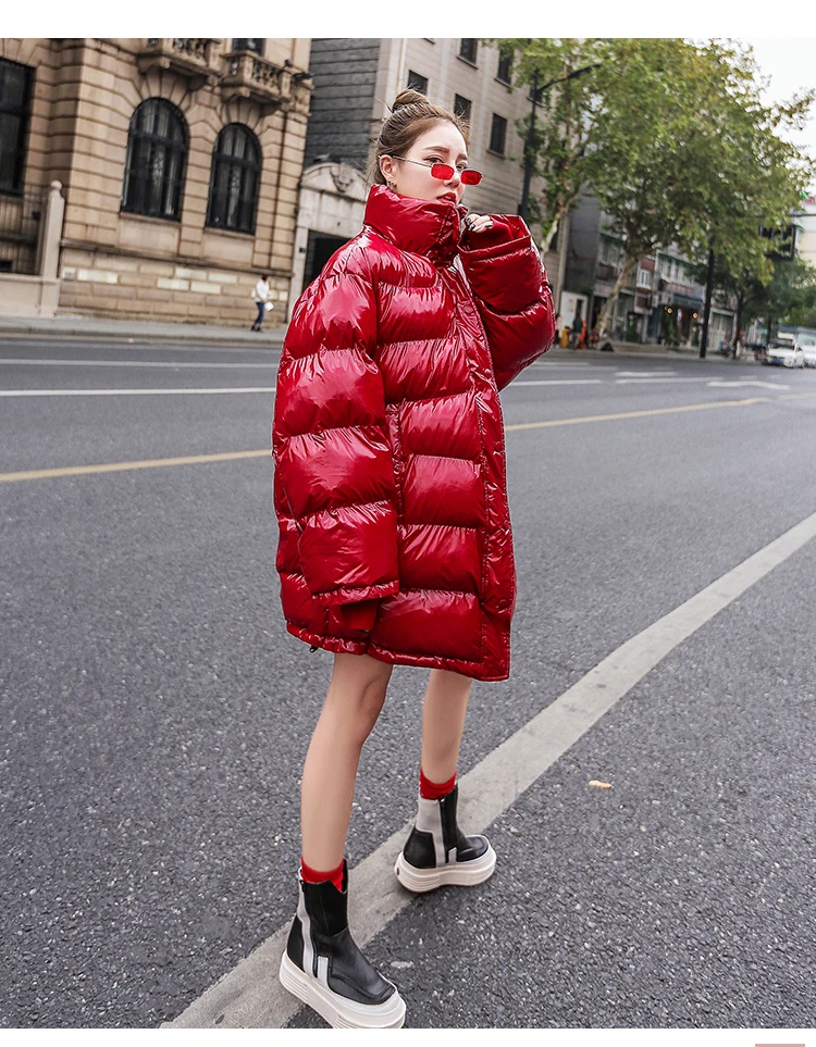 2019 плюс размер Свободная куртка-пуховик женская одежда зимнее пальто толстая теплая хлопковая парка Корейская яркая металлическая