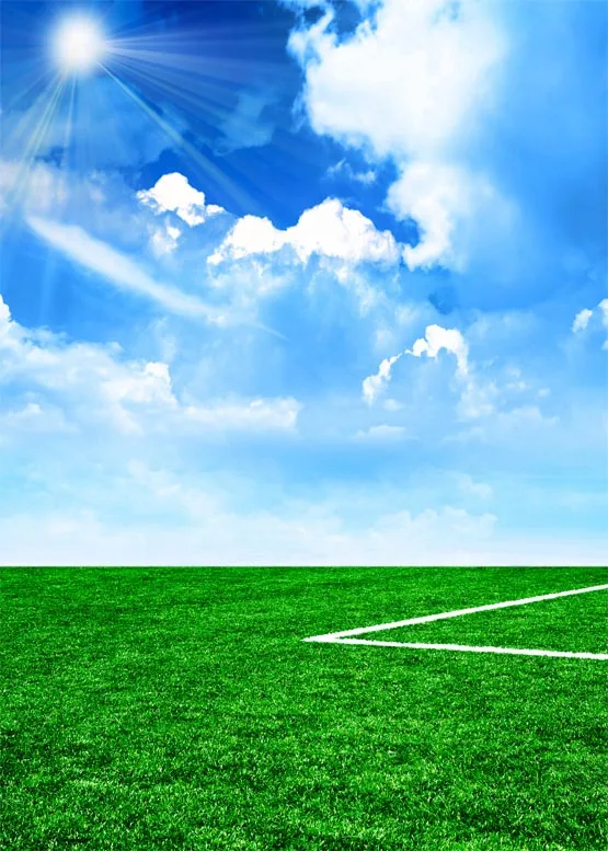 

Custom sports vinyl cloth blue sky football green field photography backdrops for school kids photo studio portrait backgrounds