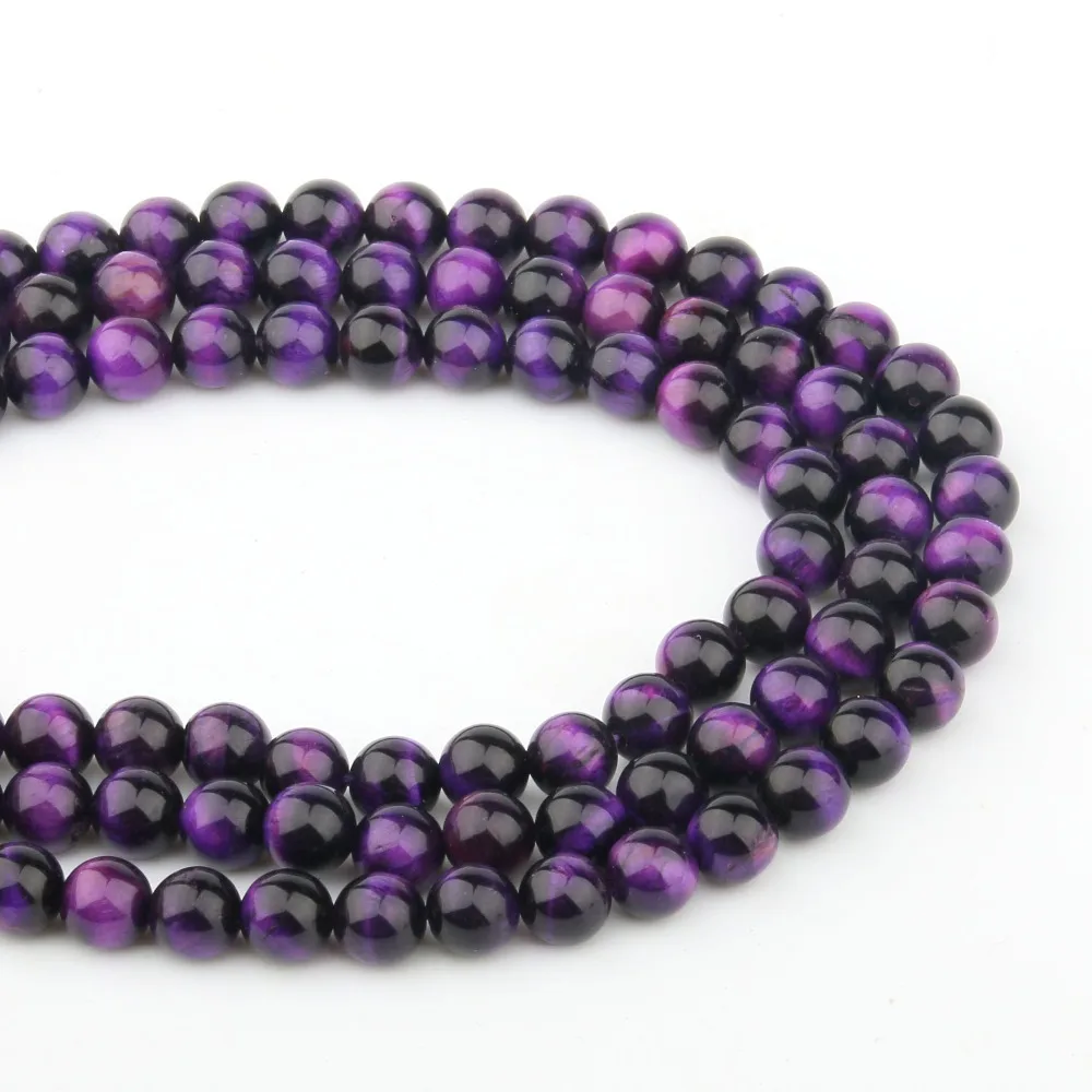 

Natural Stone Beads Purple Tiger Eye Stone 6/8/10/12mm Fashion Jewelry Loose Beads for Jewelry Making Necklace DIY Bracelet